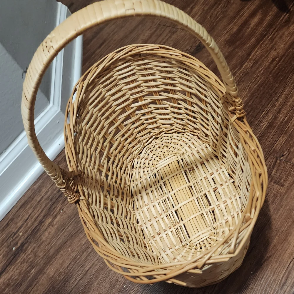 Natural Oversize Woven Eadter Or Flower Basket with Handle
